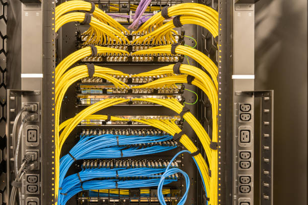 Network cabling and server rack